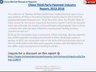 Third Party Payment Market in China 2016