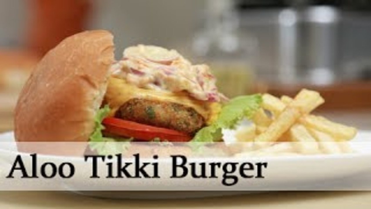 Veg Aloo Tikki Burger - Cheese Potato Patties With Coleslaw - Snack Recipe By Ruchi Bharani [HD]