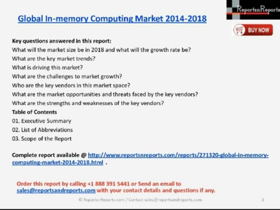 ReportsnReports: Global In-memory Computing Industry 2018