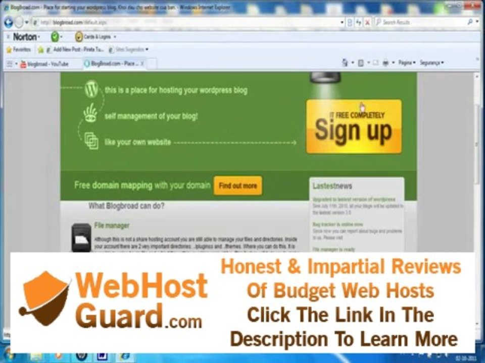 Free Wordpress Hosting, Unlimited Bandwidth and Disk Space and more...