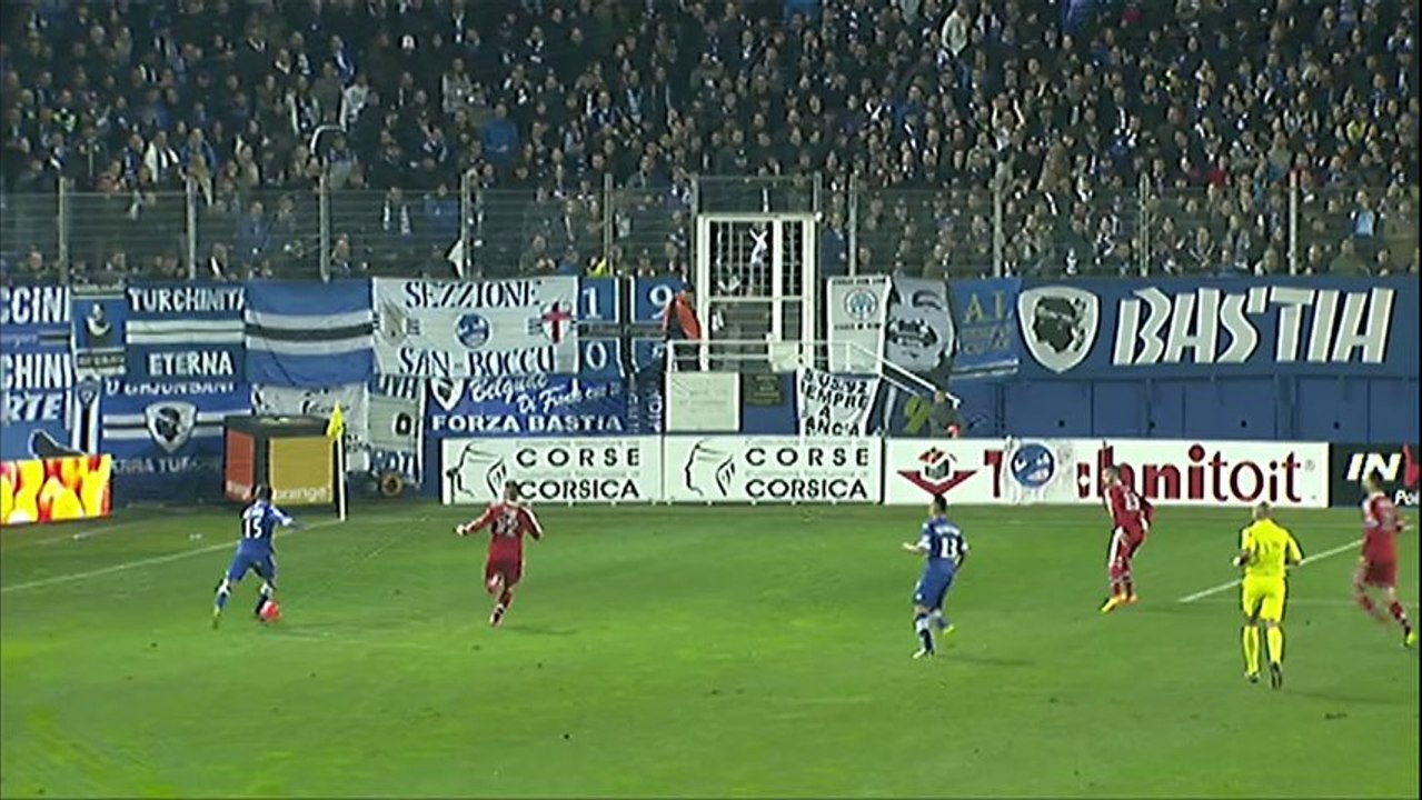 But Florian RASPENTINO (34ème) - SC Bastia - Olympique Lyonnais - (1-3) - 08/12/13 (SCB - OL)