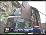 Cinco muertos y ocho heridos dejó el choque de un camión en La Oroya