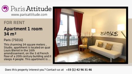 Studio Apartment for rent - Mirabeau, Paris - Ref. 8110