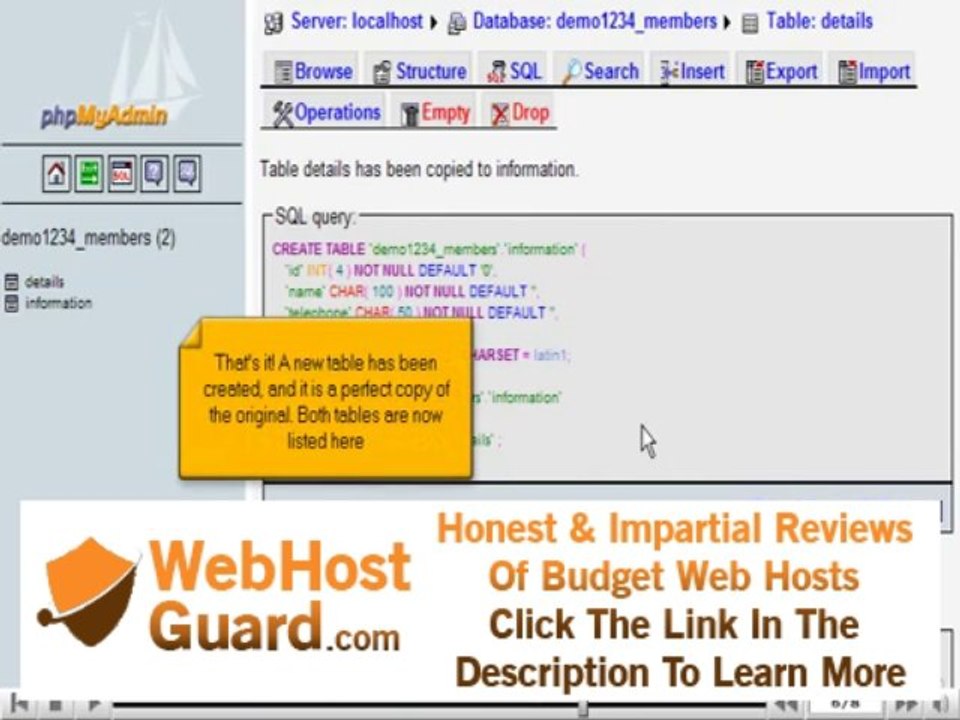 How to Copy a database table with phpMyAdmin by VodaHost web hosting