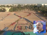 Biggest Human Red Ribbon For Awareness About Aids made By School Children in India