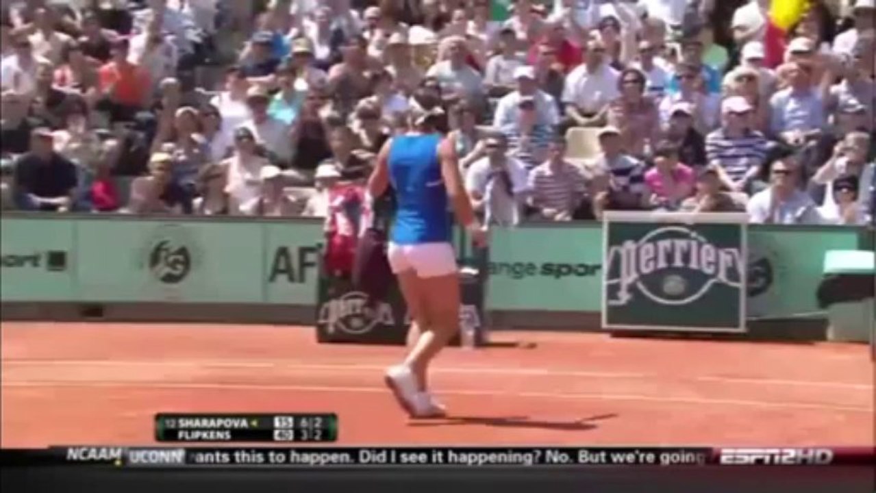 Roland Garros 2010 2nd Round Highlight Maria Sharapova vs Kirsten Flipkens (miss some games)
