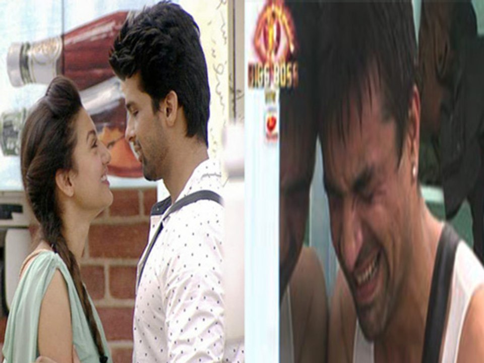 Bigg Boss 7 Ajaz Breaks Down As Kushal Gauhar Get Romantic