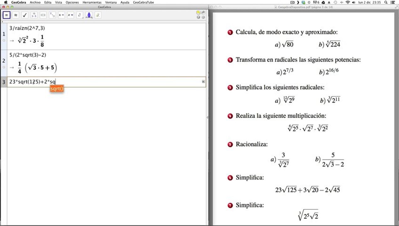 03 Geogebra CAS y Matemáticas. Radicales