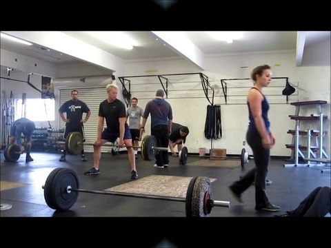 hCGChica doing Sumo Deadlift at Crossfit- Lifting 132 lbs 5x