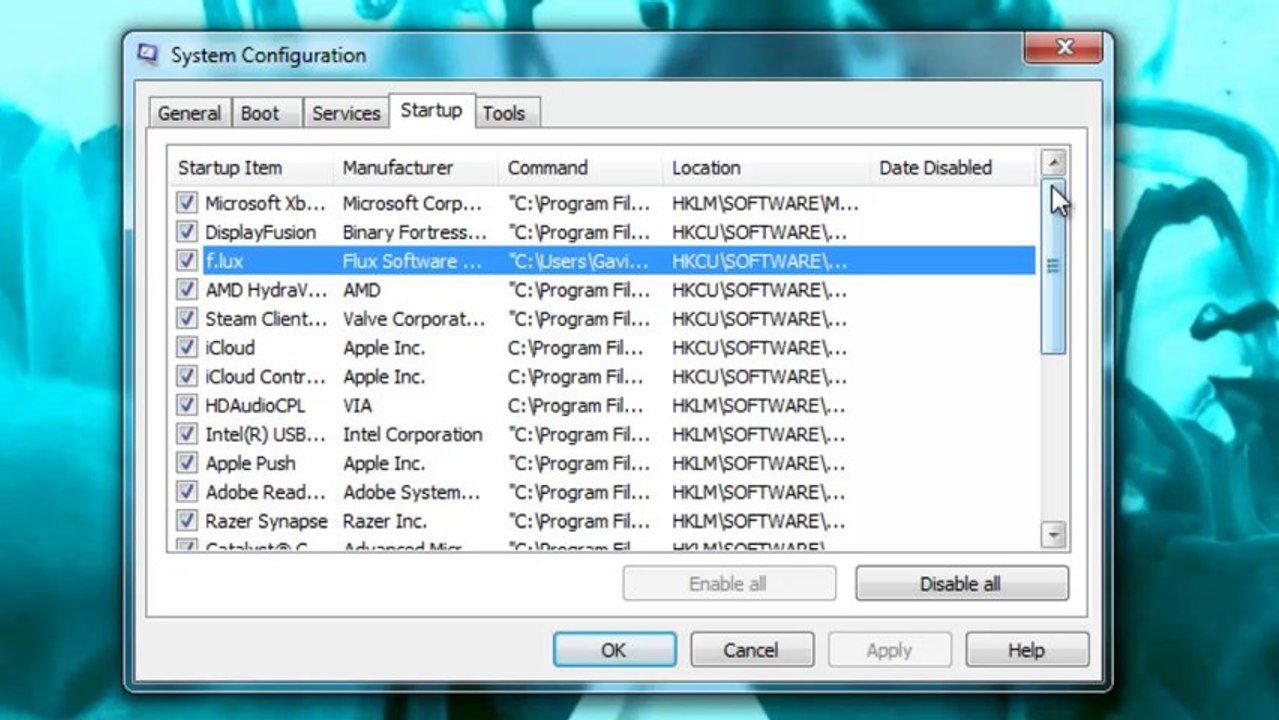How To Remove A Program From Start Up Using MSCONFIG Windows 7