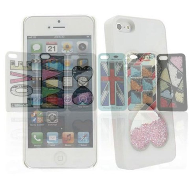 hytparts.com-Double Heart Diamond Crystal Hard Back Cover Case for iPhone 5 5S