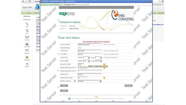 Sage CRM - Agent Mode Payment Sage Pay Integration - Part 2