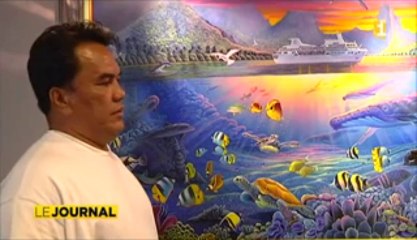 Un peintre à bord du paquebot Paul Gauguin