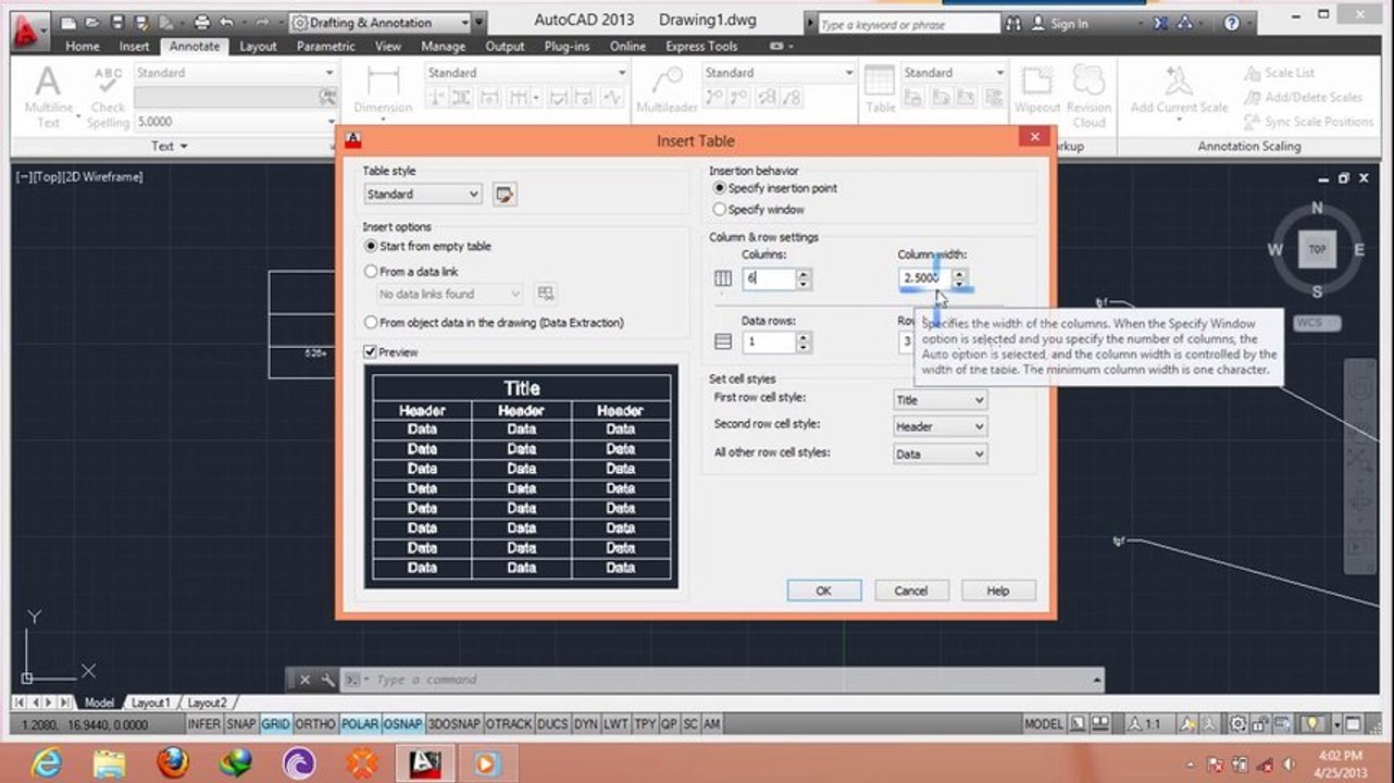Autocad 2013 tutorial  table in hindi Urdu (35...