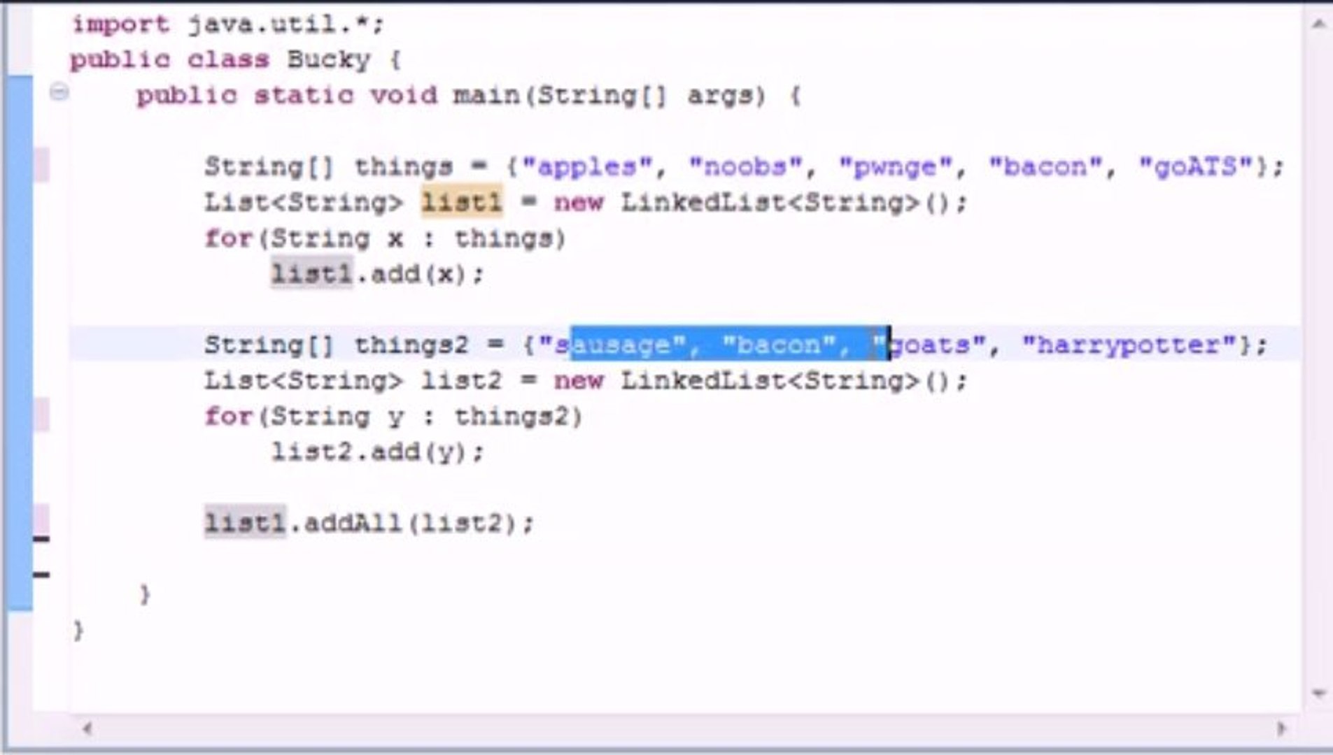 Java programming LinkedList algorithm