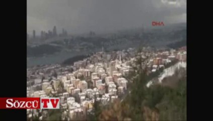Çamlıca Tepesi'nden kar manzarası