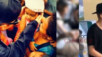 Justin Bieber visita a los afectados por el tifón