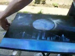 Peinture d'une toile à la bombe (Spray paint art)