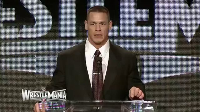 WWE World Heavyweight Champion John Cena speaks at the WrestleMania 31 Press Conference
