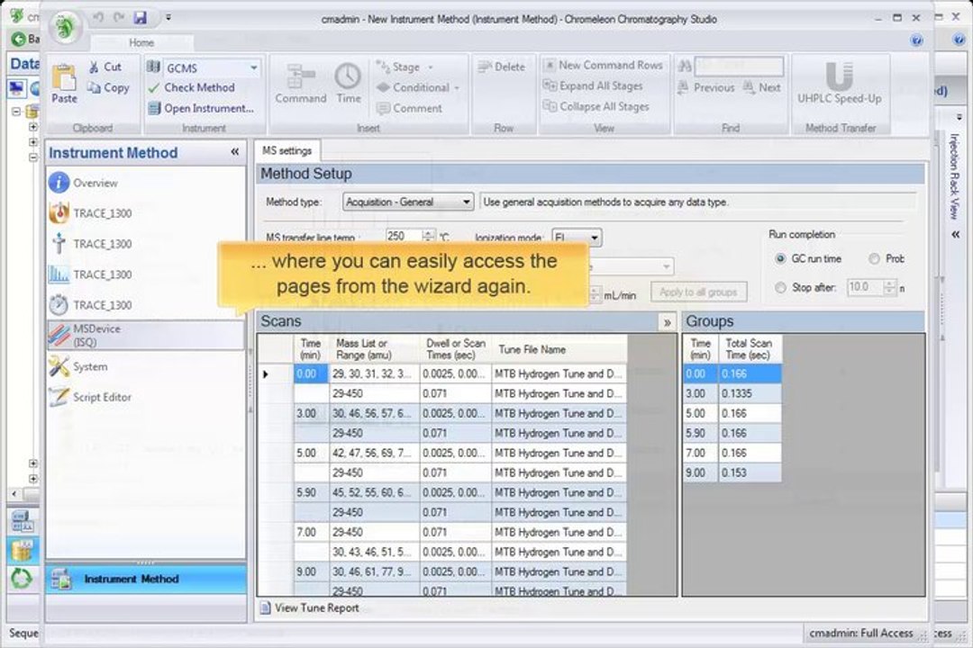Chromeleon: Create GC-MS Instrument Method