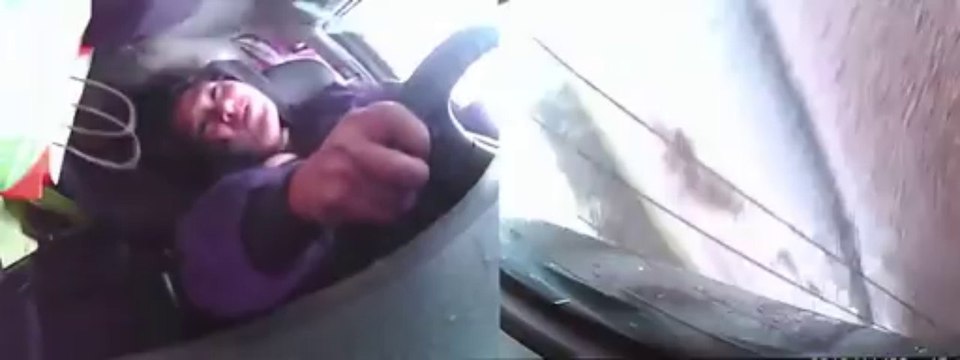 Gros accident de voiture mais la conductrice reste calme et ne panique pas. Impressionnant!