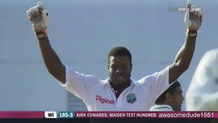 Kirk Edwards 110 on Debut vs India 3rd Test July 2011 HD