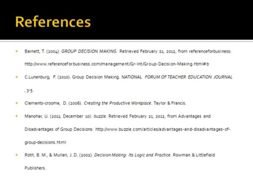 Approaches to Decision Making