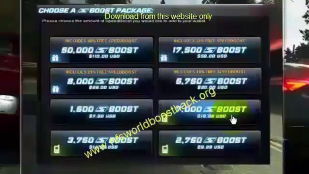 How to get free speed boost codes for nfs world HD