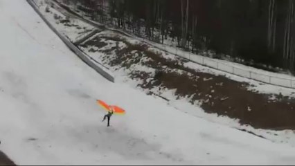 Ala delta + Ski buena caída FAIL