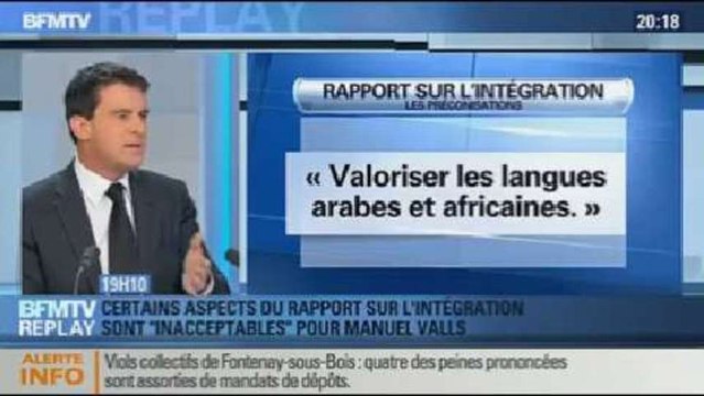 BFMTV Replay: rapport sur l'intégration: certains aspects sont inacceptables , selon Valls - 13/12