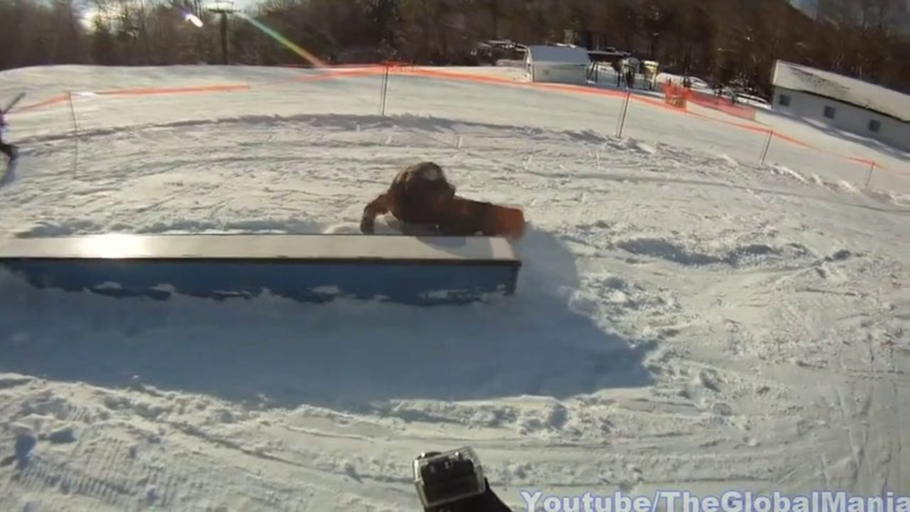 Go Pro Snowboard Hard Landing Accident