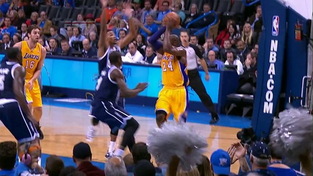 Kobe Bryant Assists Jordan Hill Off Serge Ibaka's Backside