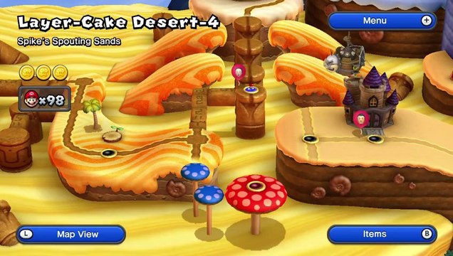 New Super Mario Bros U Walkthrough 12 Layer-Cake Desert 4 All Star Coins HD 1080p Wii U