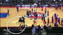 Funny Nets Players Jump Pistons Mascot