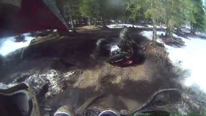 Quad Flips Up And Lands On Rider!