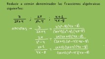 Reducción de fracciones algebraicas a común denominador