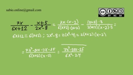Sustracción de razones algebraicas