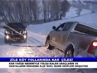 ZİLE KÖY YOLLARINDA KAR ÇİLESİ