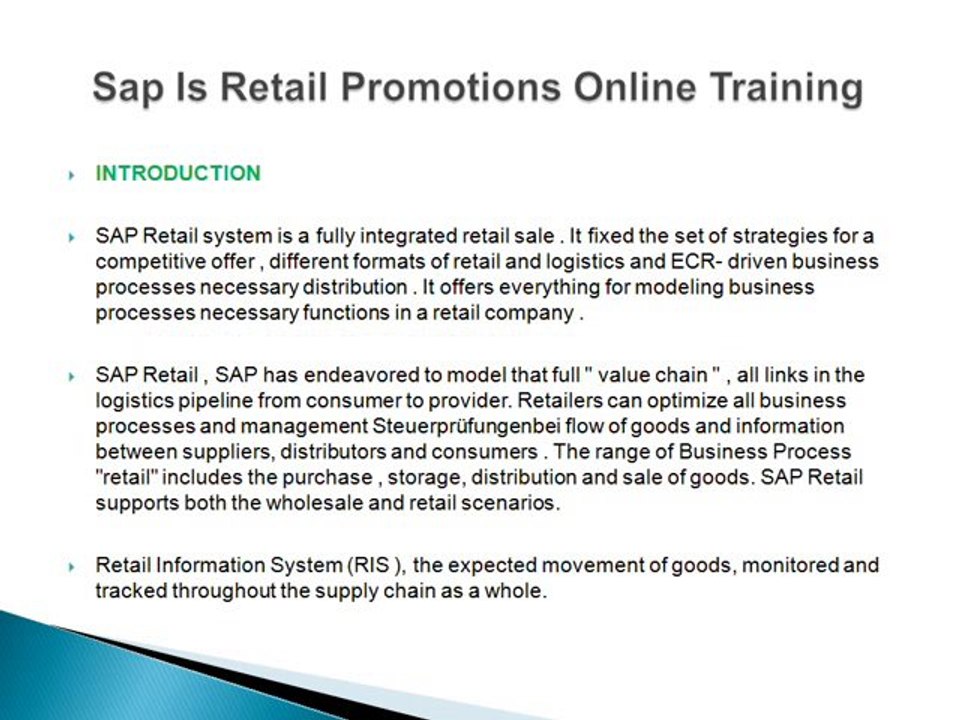 Sap Is Retail Promotions Online Training