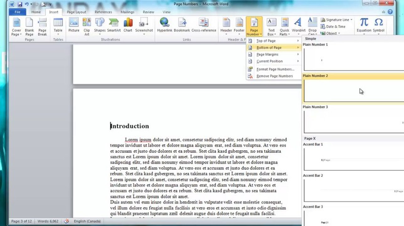 Page Numbers Starting at a Specific Page in Word 2010