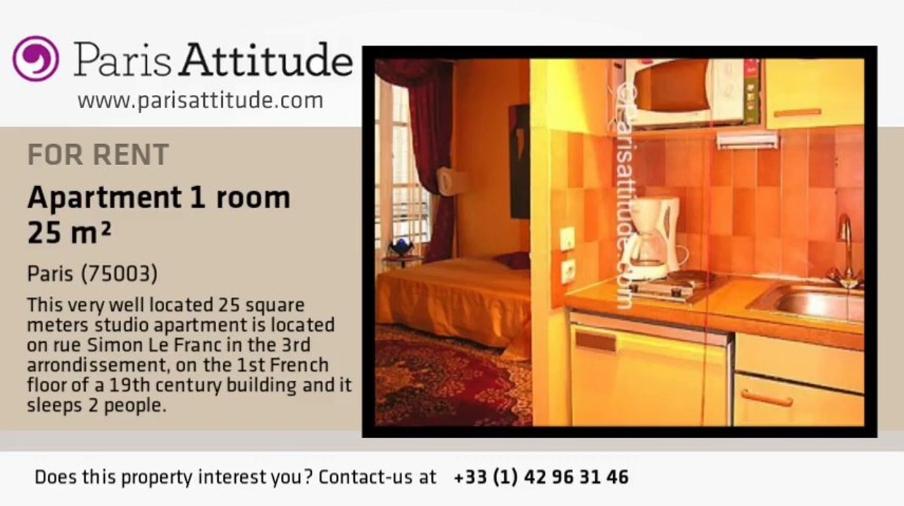 Studio Apartment for rent - Centre George Pompidou, Paris - Ref. 1666