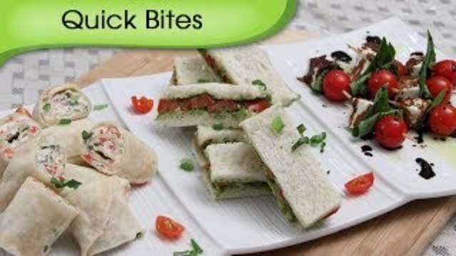 Party Appetizers, Quick Bites - 3 Different Types of Starters Snacks By Ruchi Bharani [HD]