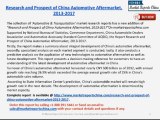 Automotive Aftermarket Industry in China 2017 - Deep Research Report