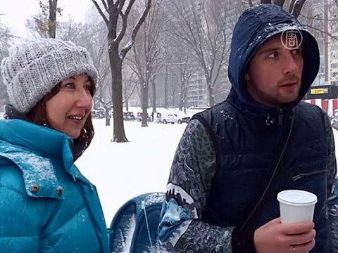 Нью-Йорк укрыло снегом