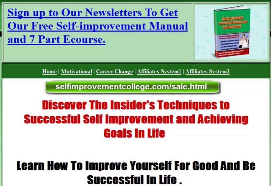 self Improvement Guide! Insider's Guide To Successful Self Improvement And Life Control