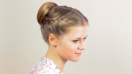 Прическа "Пучок с косичками". Собранная прическа. Bun Hairstyle With Braids