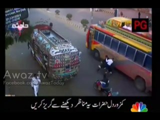 Two motorcyclists accident with a bus