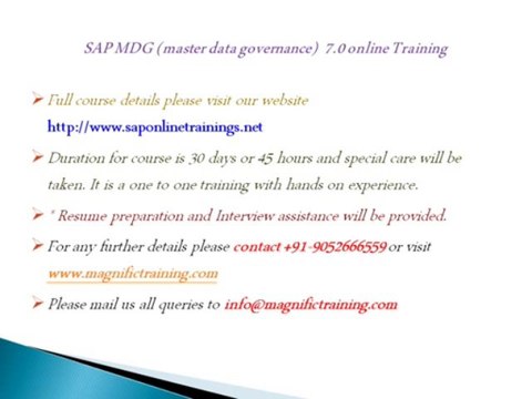 SAP MDG (master data governance) 7.0 online Training