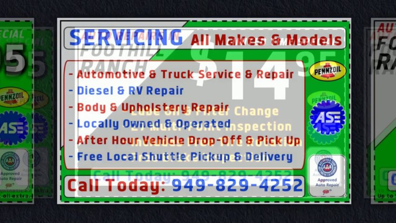 Auto Lube Oil Service Change 949-829-4252 Mission Viejo