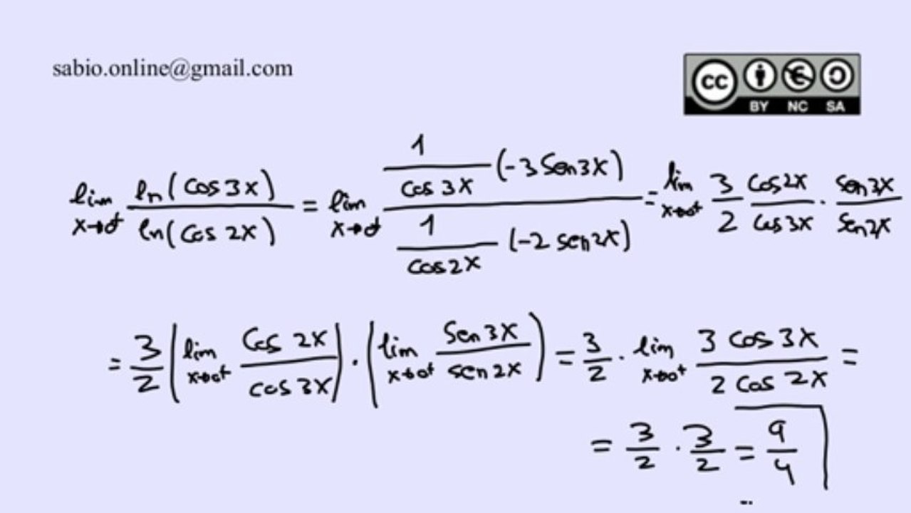 Cálculo de límites aplicando la regla de L'Hôpital III